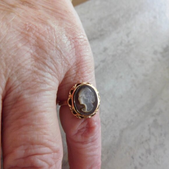 Cameo ring 1950 10K yellow gold SZ 6 - Picture 7 of 7